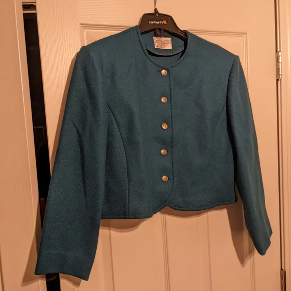 Veste Blazer Femme Pendleton Pure Laine Vierge Taille 14P - Occasion Très Bon état Avec écharpe